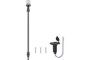 Obcursco Boat Stern Lights, Telescoping Pole 3NM 360° LED Anchor Light with Base, 12V Adjustable Navigation Lighting for Pont