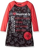 musical.ly Big Girls' Nightgown, Black, 8