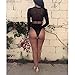 Diamondo Sexy Women Gauze Long Sleeve High Waist Bikini Swimwear Swimsuit (Black, Asian M)