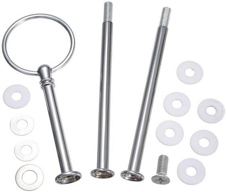 3 Tier Cake Plate Stand Cake Stand Riser Dessert Tray Set Heavy Metal Center Handle Fitting Hardware Rod Shape For Party Birthday Wedding Baby Shower Cupcake Fruit Pastry Heavy Plate Stands(Silver)