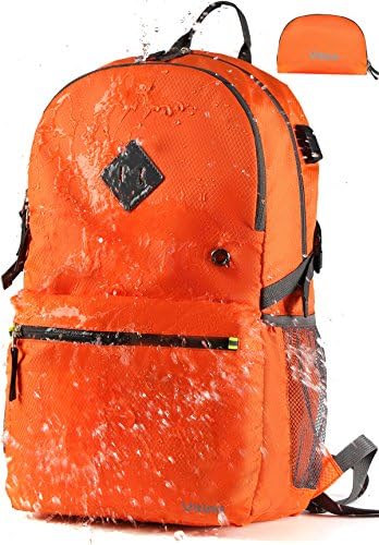 Vitino Backpack With USB Charging Port Water Resistant Lightweight Packable Backpacks for Travel Hiking - Basic Bag for Women Men (Orange)