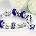 Naivo Designer Inspired Crystal Snake Chain Murano Glass Beads Charm Bracelet - 50 Shades of Love-Sapphire