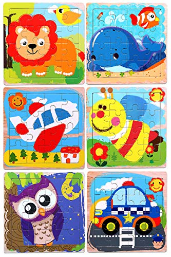 Puzzles Toys for Kids for Age 3-5, 16 Pieces Vibrant Wooden Animals & Vehicle Kids Educational Puzzles for Toddlers, Set of 6 Preschool Puzzle Autism Children Puzzles Learning Toys - Thumbnail 7