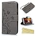 S4 Case,Galaxy S4 Wallet Case - Mavis's Diary Premium PU Leather with Fashion Floral Butterfly Pattern Magnetic Clasp Card Holders Flip Cover for Samsung Galaxy S4 9500 with Hand Strap (Gray)