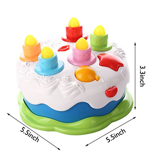 Kids Birthday Cake Toy with Candles Music Pretend Play Food