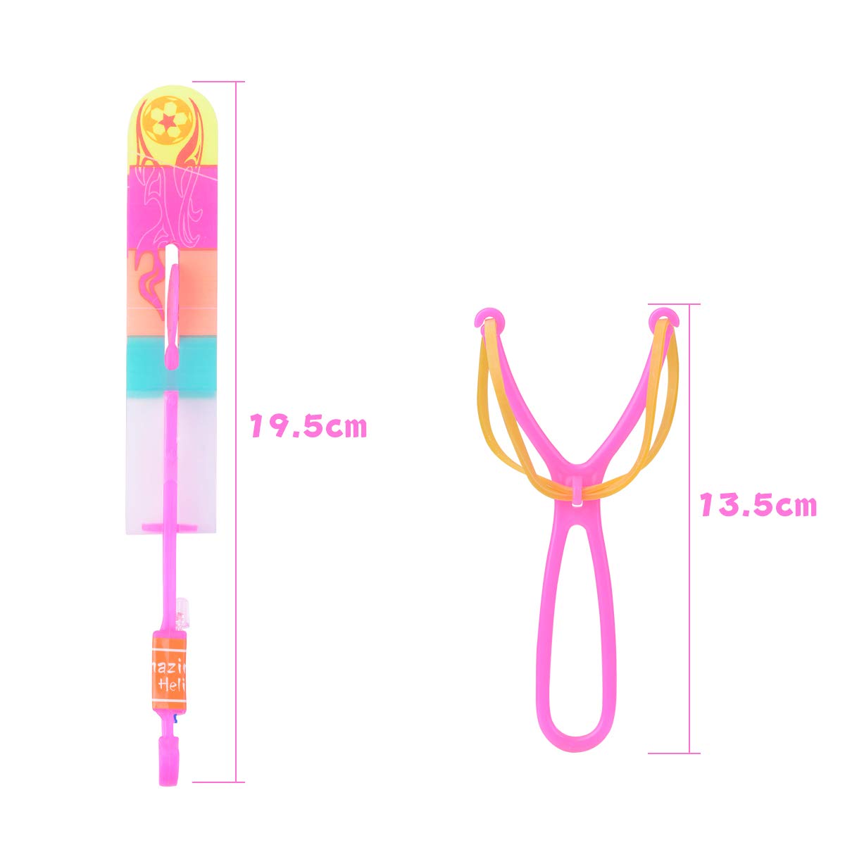 LEEHUR Toys for 6 Year Olds Boys 24pcs Light up Rocket Slingshot LED Rocket Copters Arrow Helicopter Glow in the Dark Party Supplies Birthday Class Prizes Easter Egg Fillers Basket Stuffers Goodie Bag