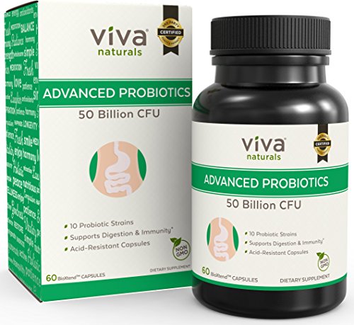 Viva Naturals Advanced Probiotics with Zinc, 50 Billion CFU, 60 BioXtendâ€ž Capsules