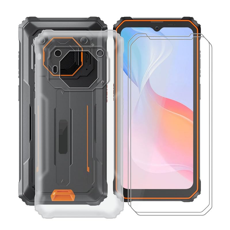 ZXLZKQ Soft TPU Bumper Clear Case for Blackview BV6200 Pro with 2 Pcs Tempered Glass Screen Protector, Ultra Thin Silicone Shockproof Case for Blackview BV6200 Pro (6.56") - Transparent