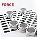FORCE MAGNET Upgraded LIDS - 12 Magnetic Spice Tins, 128 Custom Awesome Spice Labels, Free Pen Round Storage Spice Jars Set of 12, Clear Top Lid, Real Stainless Steel
