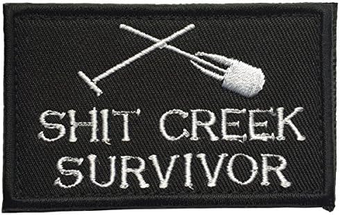 SpaceAuto Shit Creek Survivor Funny Tactical Morale Badge Hook &amp; Loop Fastener Patch 3.15" x 1.97"