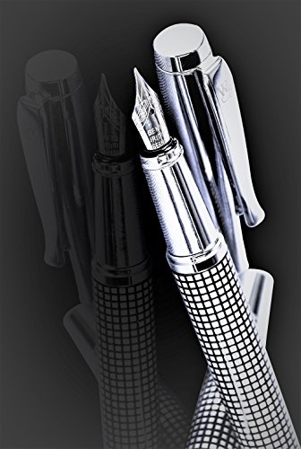 Fountain Pen with Gift Case | Executive Fountain Pens Set | Ink Refill Converter | Calligraphy | Business Gift Pen | Luxury Pens Collection | Complimentary Matching Ballpoint Pen
