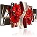 Huge Framed Canvas Wall Art Red Flower Print Painting Modern Contemporary Picture Home Decor Crimson Floral 5 Panels Extra Large HD Giclee Artwork Stretched (60