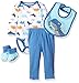 BON BEBE Baby Boys' 4 Piece Pant Set with Bib Bodysuit and Booties