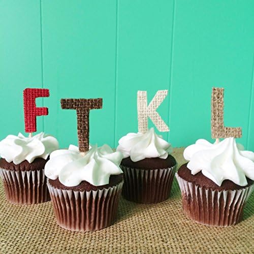 Set of 12-Burlap Letter Cupcake Toppers-Choose Your Letters-Choose Your Colors