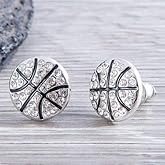 Silver Basketball Stud Earrings - Basketball Gifts For Women, Fans