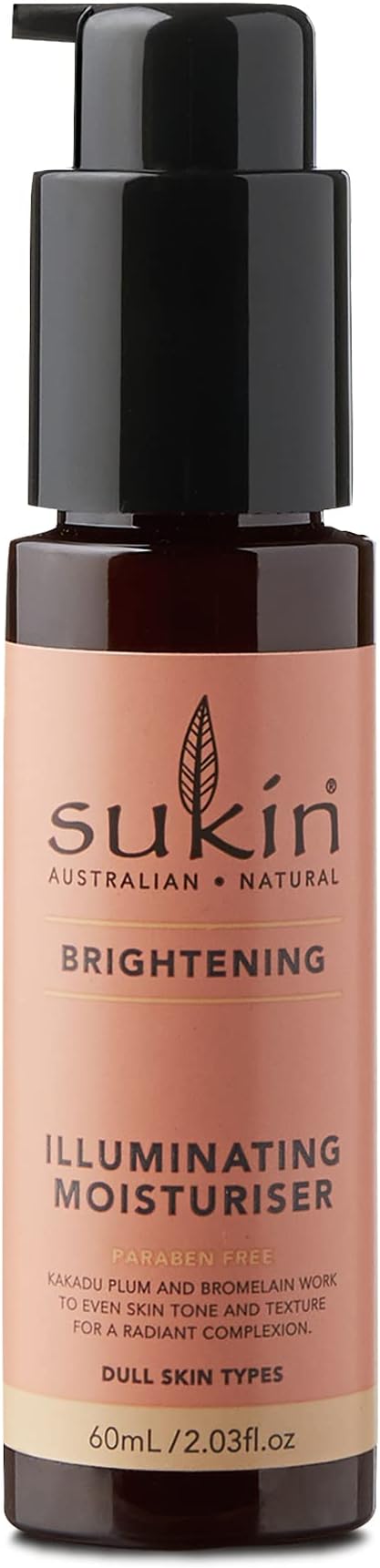 Sukin Brightening Illuminating Moisturiser 60ml Kakadu Plum Bromelain Radiance