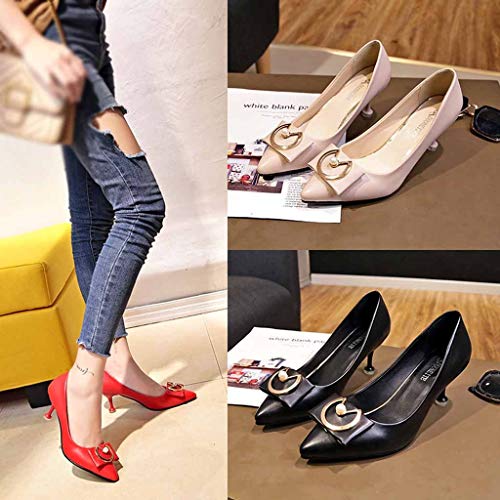 SMALLE ◕‿◕ Pumps Shoes Women Office, 2019 Women Fashion Pointy Closed Toe Formal Mid Heels Pumps Thin Heels Red