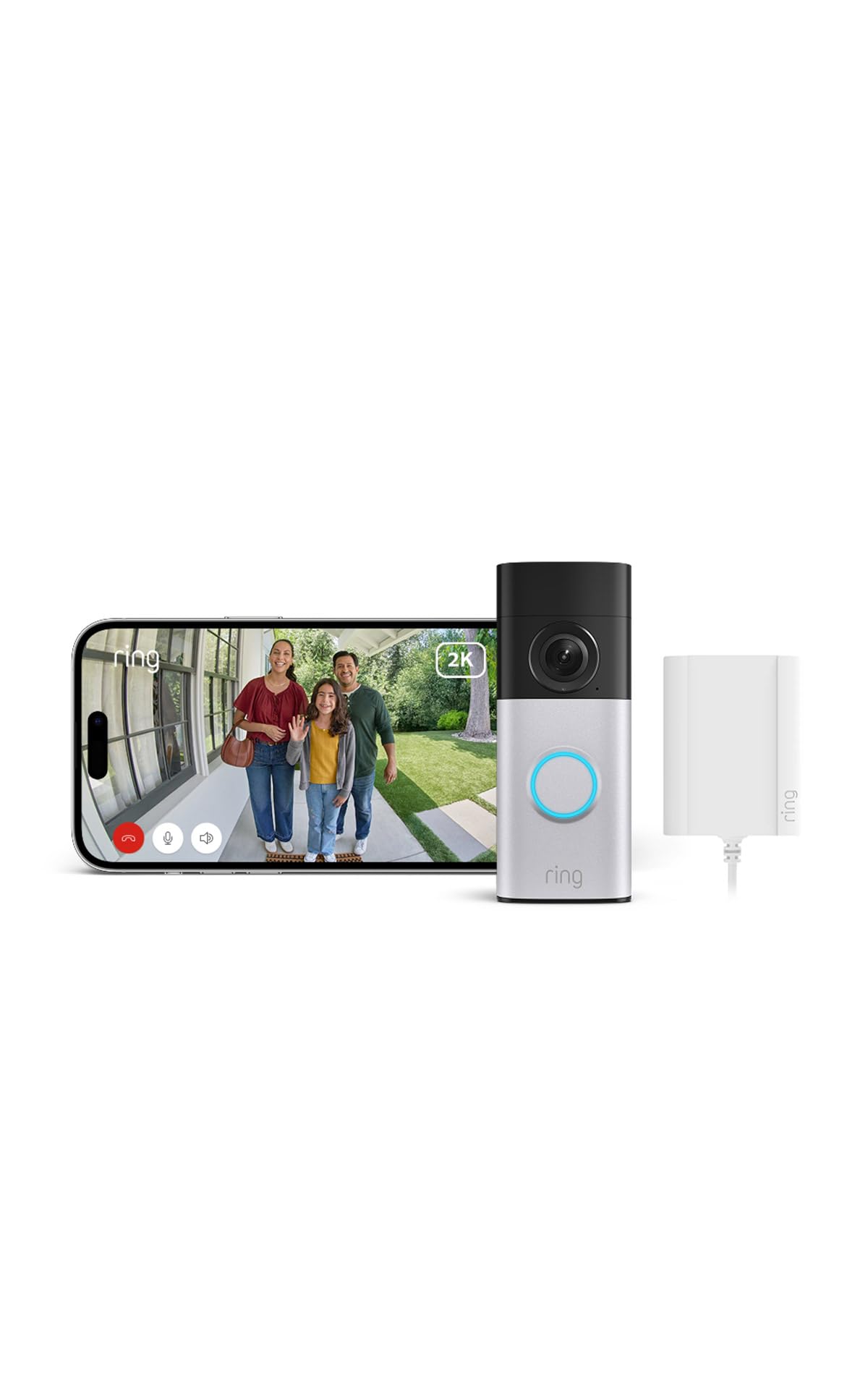 Ring Videotürklingel Plus Kabel (Wired Video Doorbell Plus, neueste Generation) | mit Netzstecker | Kamera-Selbstinstallation | Retinal 2K | 30 Tage Gratiszeitraum für Ring-Abonnement