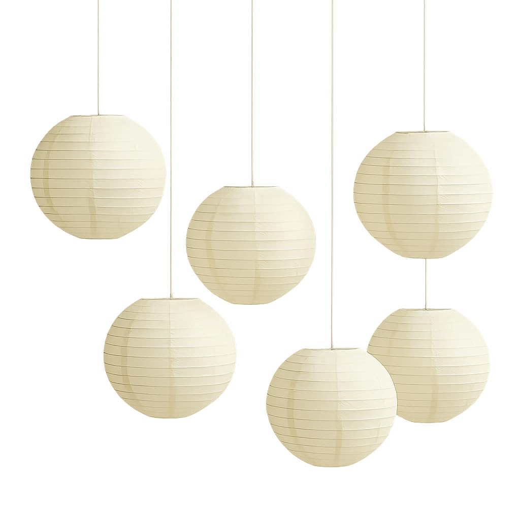 Paper Lanterns Mix Color Packs of 6 Round Paper Lanterns Lampshade Party Decorations (All Ivory/Cream, 8" (20 Cm))