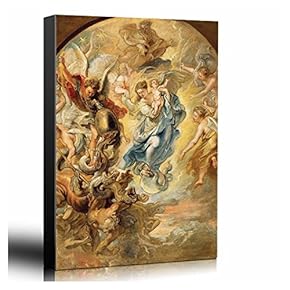 Oil Painting of The Virgin as The Woman of The Apocalypse by Peter Paul Rubens in 1624 - Baroque Style-Angels Catholic - Canvas Art Home Art - 12x18 inches
