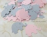Pink and Gray Elephant Confetti, Girl Baby Shower Decoration, Its A Girl, Little Peanut, package of 100