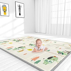 YOOVEE Foldable Baby Play Mat for Crawling, Extra Large Play Mat for Baby, Waterproof Non Toxic Anti-Slip Reversible…