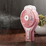 Insten Portable Misting Handheld Fan, Mini Cool Mist Personal Humidifier w/USB Rechargeable Battery, Powerful Water Spray Cooling Electric Fan for Travel Outdoor Camping Music Festival Pink (3 Speed)
