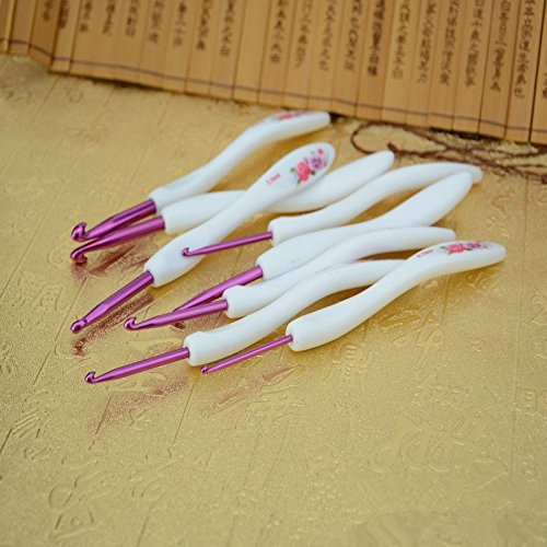 WIN Crochet Hooks Set,8 Pcs Plastic Aluminum Crochet Handles Needles Sweater Weave Knitting Tools (Pink) - Thumbnail 2