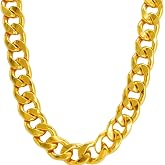 IFIX Cross 11mm Cuban Chain 18K Gold Plated Cuban Curb Link Chain 24 inch