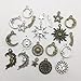 80 PCS Sun Moon Star Charms Collection - Mixed Antique Silver Bronze Metal Alloy Pendants for Jewelry Making DIY Findings (HM81)