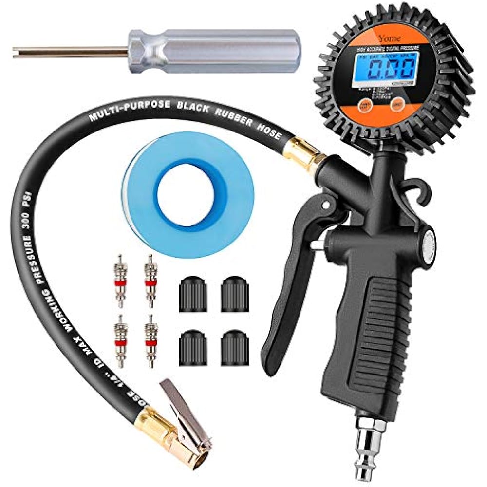 Digital Tire Pressure Gauge 100 PSI Air Chuck Inflator And Compressor