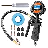 Yome Digital Tire Pressure Gauge 100 PSI Air Chuck Inflator and Compressor Accessories Heavy Duty Accurate with Rubber Hose, Quick Connect Coupler and Backlit LCD Display, Car, Truck, Auto Tool