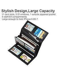 Lavemi RFID Bloqueo Tríptico Cartera de cuero Cartera de embrague para mujer