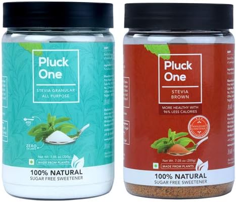 Combo of Stevia All Purpose Powder, Stevia Brown Powder Each Pack of 200 gm ( 7.05 0Z)