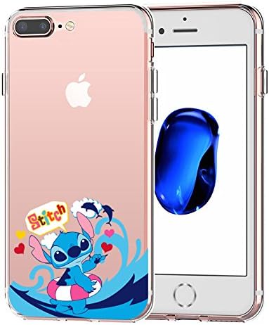 iPhone 7 Plus CASE,iPhone 8 Plus CASE, Stitch Play with Dolphins 3D Printed Soft Clear Cute Case