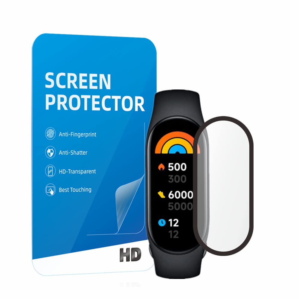 MIHENCE [Pack of 3] Screen Protectors Compatible with Xiaomi Band 7, 3D Full Cover HD TPU Protective Film for Mi Smart Band 7 Activity Tracker