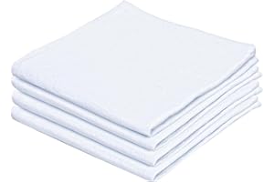 LITO LINEN AND TOWEL Flour Sack Kitchen Towels |Cotton Blank Towel | Tea Towel Crafting Embroidery for Spring Decor | Thick Absorbent Quick Dry | Baking Bread Proofing Linen Cover (White, 13" x 13" - Pack of 4)