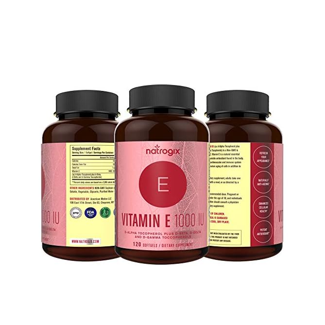 Vitamin E 1000 IU Capsules by Natrogix Mixed DAlpha Tocopherol and
