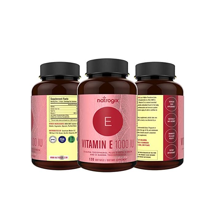 Natrogix Natural Vitamin E Capsules Mixed DAlpha Tocopherol and