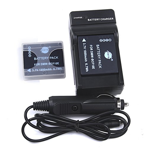 DSTE 2x DMW-BCF10 DMWBCF10 Li-ion Replacement Battery + DC57 Travel and Car Charger Adapter for Panasonic Lumix DMC-F2 FT3 FT4 FX68 FX700 FX75 TS2 TS3 TS4 F3 FH1 FH20 FH22 FH3 Camera as DMW-BCF10E