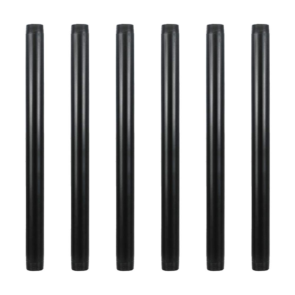 Photo 1 of GeilSpace 6 Pack 14" Pre-Cut Black Metal Pipe, Industrial Steel Fits Standard Three Quarters Inch Black Threaded Pipes and Fittings - Vintage DIY Industrial Shelving (3/4" × 14")