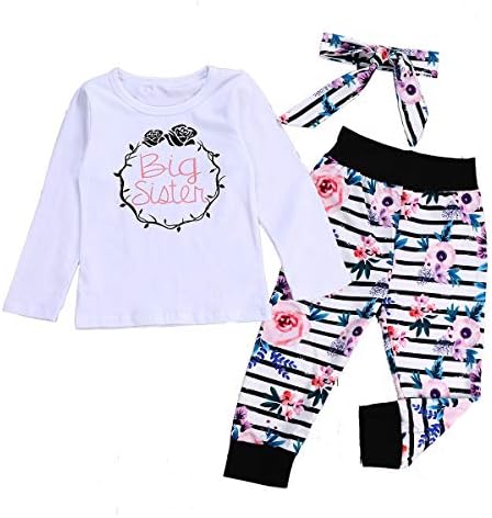 Toddler Big Sister Girl Outfit Newborn Baby Little Sister Bodysuit Top Shirts+Floral Legging Pant Summer Clothes Set