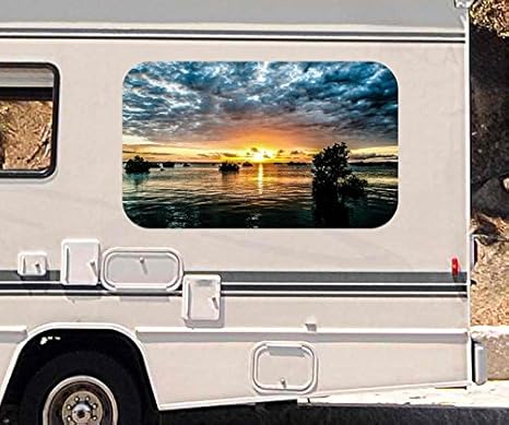 3D Autoaufkleber bewölkter Sonnenuntergang Meer Wohnmobil Auto KFZ Fenster Motorhaube Sticker Aufkleber 21A606, Größe 3D stic