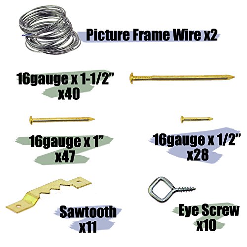 BIGTEDDY - 206pcs Photo Frame Picture Hangers Assortment Wall Hanging Kit Hardware Hooks with Wire for Drywall Home and Office Picture Wall Mount