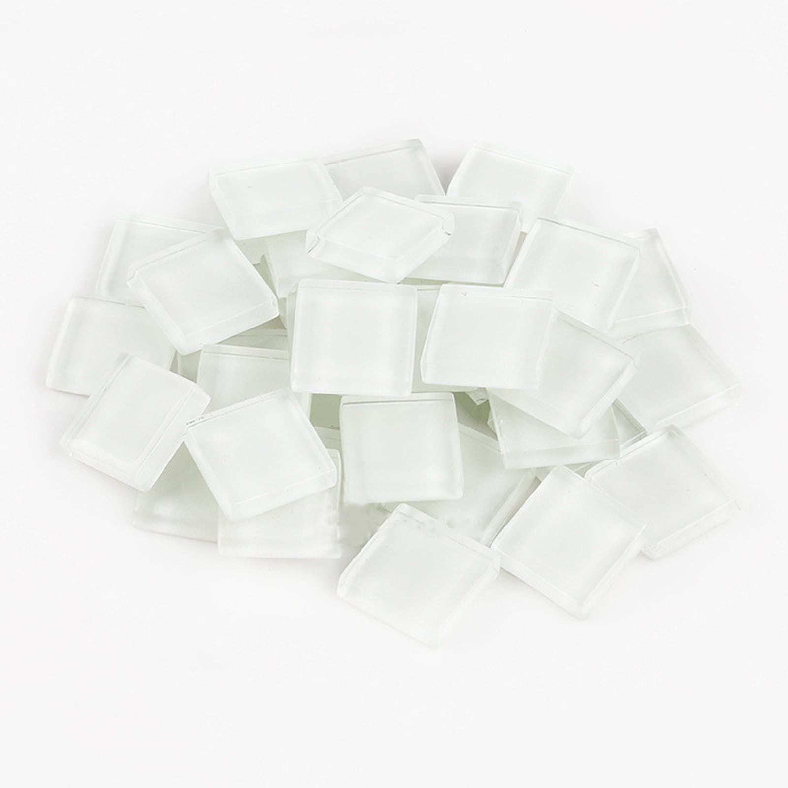 200g Glass Mosaic Tiles Square Crystal Mosaic Stones Glass Pieces for DIY Art Craft Decoration,1.5x1.5cm(White)