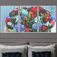 3 Piece Framed Canvas Wall Art Assorted Clusters and Colorful Bouquet Canvas Prints Home Artwork Decoration for Living Room,Bedroom - 16