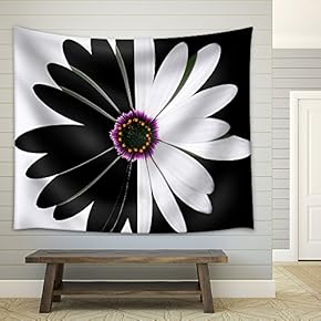 Flower Black and White - Fabric Wall Tapestry Home Decor - 51x60 inches