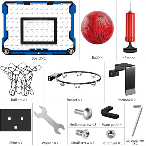 AM ANNA Basketball Hoop Indoor for Kids, Basketball Mini Hoop Pro Basketball Hoop Over the Door with LED Lighting & Audio Scoreboard, Boys Gifts Basketball Toys Gifts Room Accessories