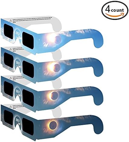 Eclipse Glasses 2017 CE and ISO Approved 4 Count Solar Viewing Filter Shades