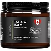Beef Tallow Balm For Skin: Grass-Fed Tallow Moisturizer with Honey, Beeswax & Olive Oils - Unscented Face & Body Balm for Dai
